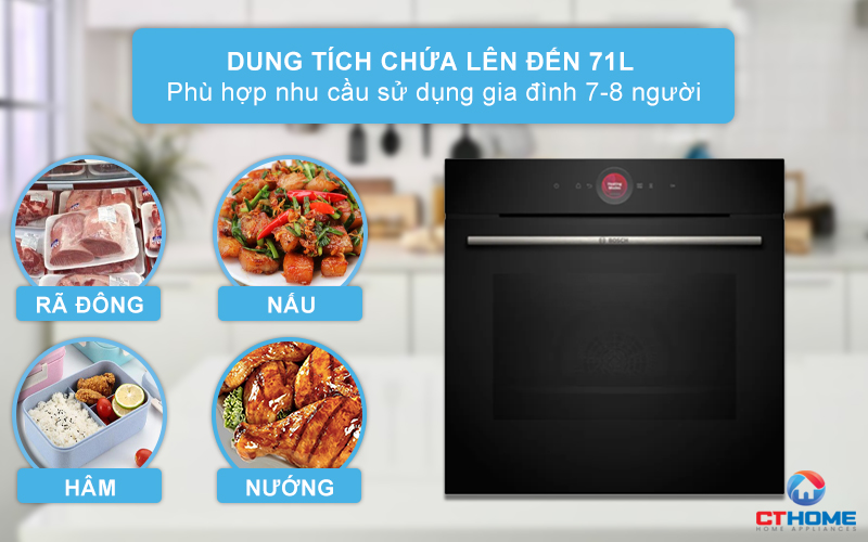 LÒ NƯỚNG ÂM TỦ BOSCH HBG7241B1 SERIE 8 THỦY PHÂN 71 LÍT MÀU ĐEN 3