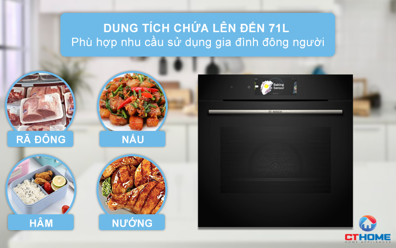 LÒ NƯỚNG ÂM TỦ BOSCH HBG7784B1 SERIE 8 71L 2