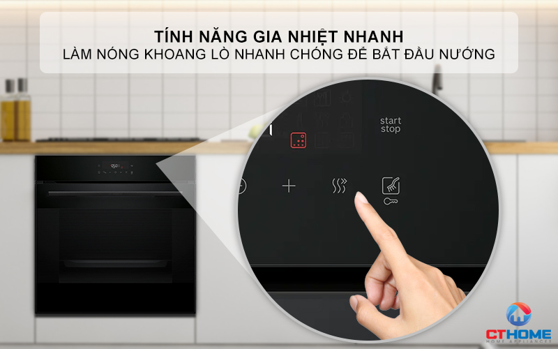 Chế độ gia nhiệt nhanh Rapid Heating giúp tiết kiệm thời gian nướng hơn