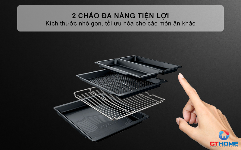 2 Chảo đa năng tiện lợi, kích thước nhỏ gọn, tối ưu hóa cho các món ăn khác