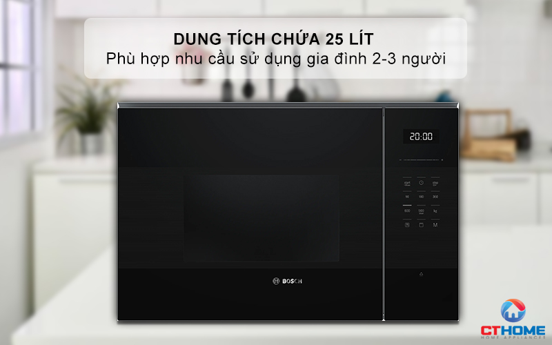 Dung tích vi sóng 25 lít phù hợp cho gia đình 2-3 thành viên
