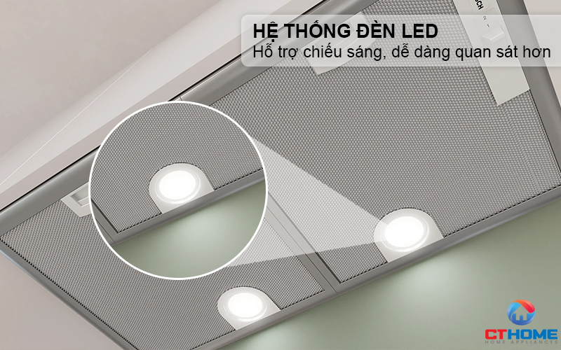 Hệ thống đèn LED chiếu sáng, dễ dàng quan sát căn bếp khi sử dụng