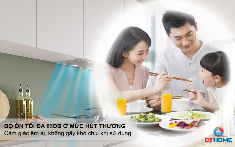 Độ ồn yên tĩnh 63dB tạo cảm giác êm ái, không gây khó chịu khi sử dụng