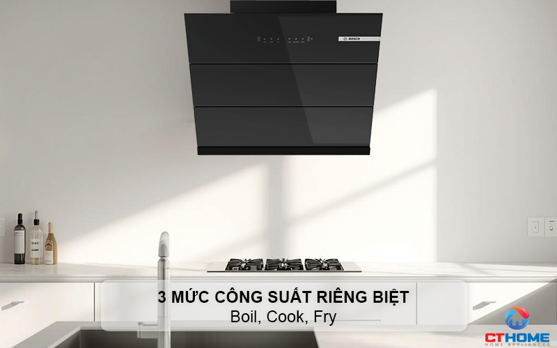 3 mức công suất hút riêng biệt Boil, Cook, Fry