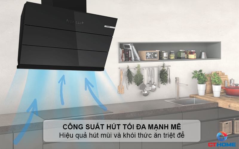 Công suất hút tối đa mạnh mẽ đảm bảo không gian bếp trong sạch, thoáng đãng