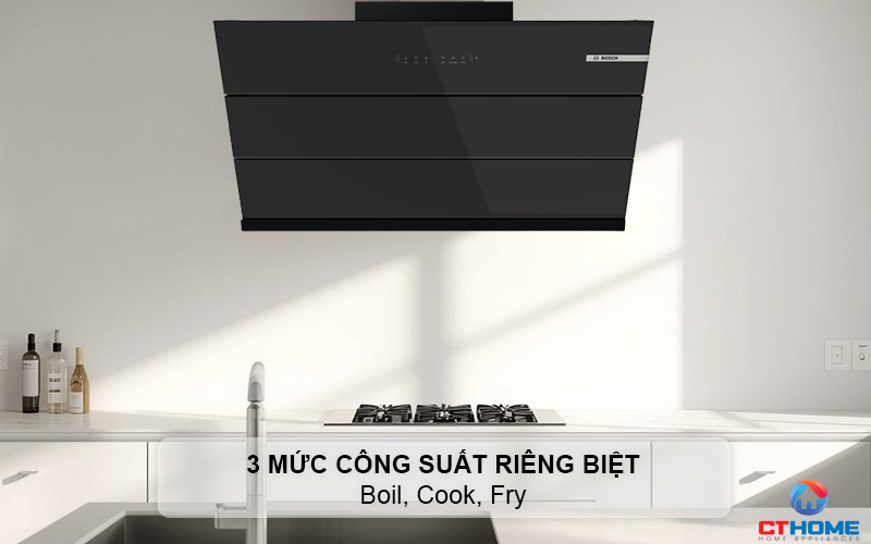 3 mức công suất hút riêng biệt Boil, Cook, Fry