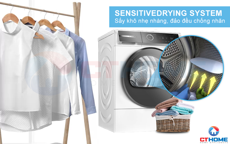 MÁY SẤY BOSCH SERIE 8 WQB246C40 HEATPUMP 9KG 15