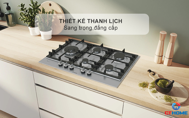 BẾP GAS 5 VÙNG NẤU BOSCH PCS7A5I90 MÀU INOX SERIES 6 1