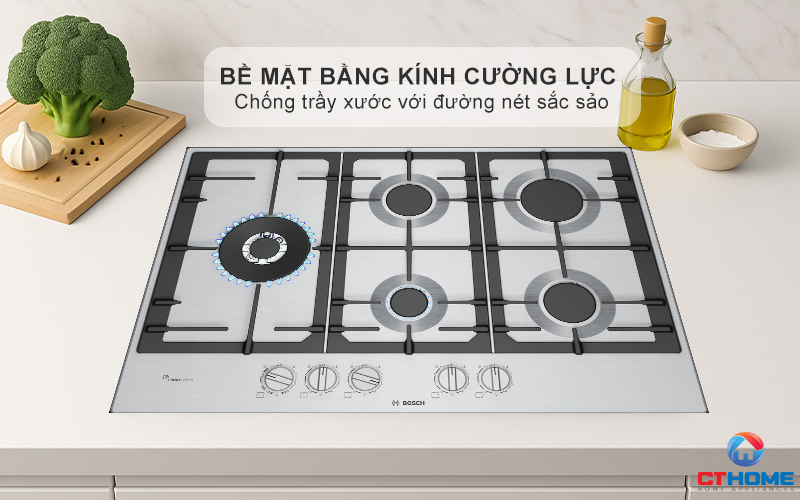 BẾP GAS 5 VÙNG NẤU BOSCH PCS7A5I90 MÀU INOX SERIES 6 2