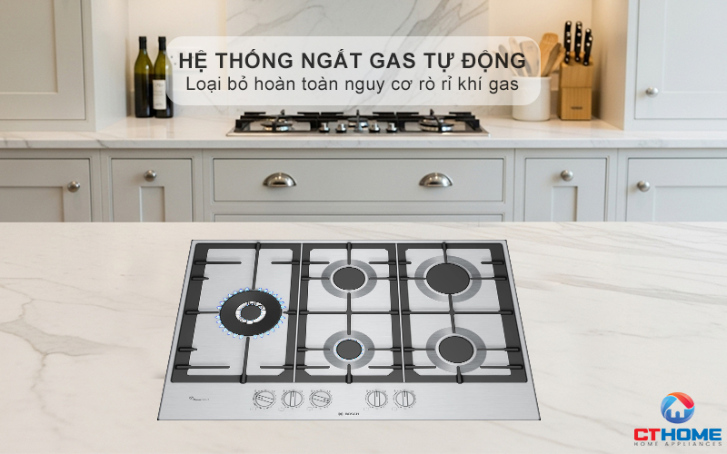 BẾP GAS 5 VÙNG NẤU BOSCH PCS7A5I90 MÀU INOX SERIES 6 7