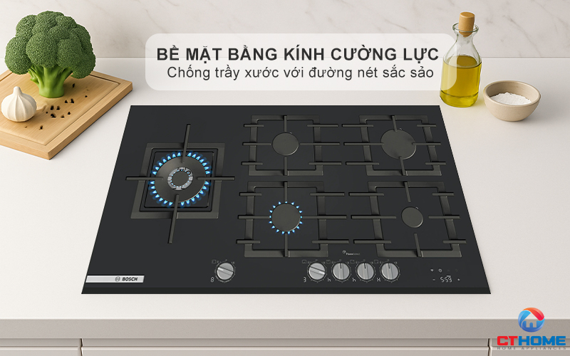 BẾP GAS 5 VÙNG NẤU BOSCH PRS9A6H40 MÀU ĐEN SERIES 8 2