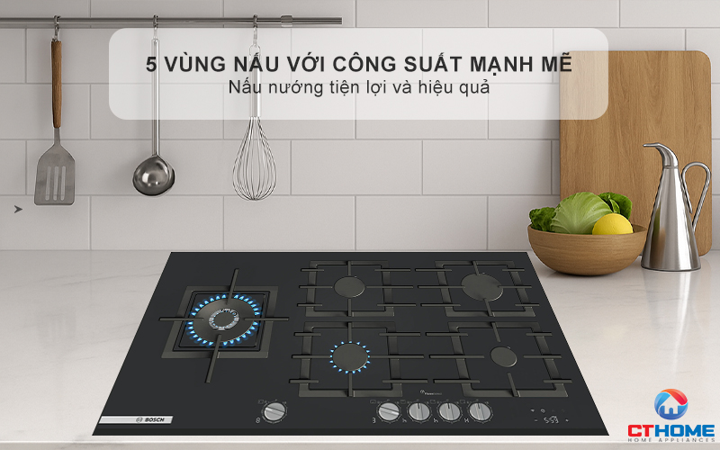 BẾP GAS 5 VÙNG NẤU BOSCH PRS9A6H40 MÀU ĐEN SERIES 8 3