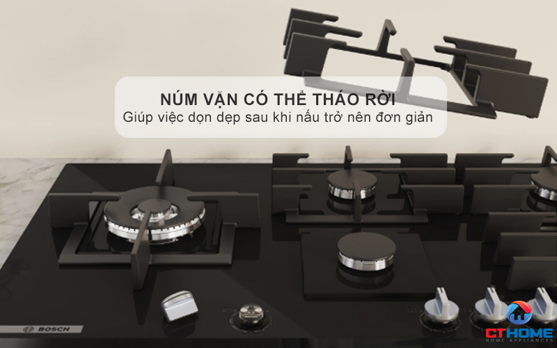 BẾP GAS 5 VÙNG NẤU BOSCH PRS9A6H40 MÀU ĐEN SERIES 8 5