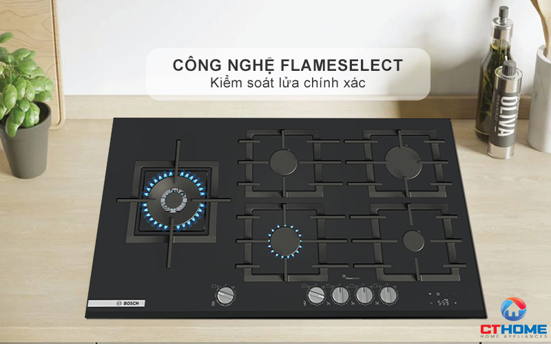 BẾP GAS 5 VÙNG NẤU BOSCH PRS9A6H40 MÀU ĐEN SERIES 8 7