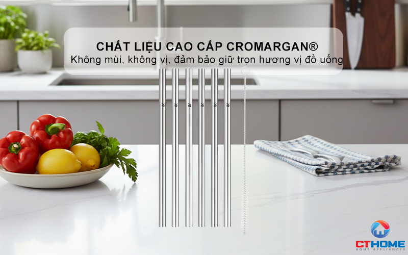 BỘ ỐNG HÚT WMF BARIC STRAW CROMARGAN 6CS, STRAIGHT WITH CLEANING BRUSH H18CM 0608976040 2