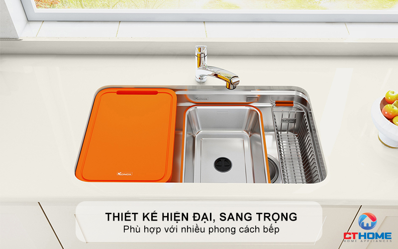 CHẬU RỬA INOX 1 HỐ KONOX R50 TARI 8047SU PHONG CÁCH NHẬT TARI8047SU 1