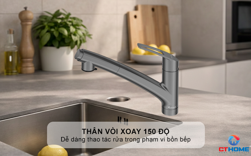 VÒI RỬA CHÉN BÁT KONOX KIRA GUN METAL KIRAGUNMETAL 4