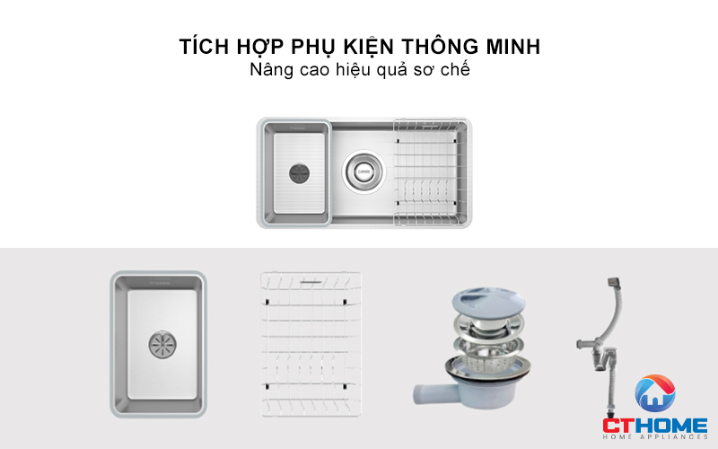 CHẬU RỬA BÁT 1 HỐ CHỐNG XƯỚC KONOX DEKOR 800SU DEKOR800SU 11