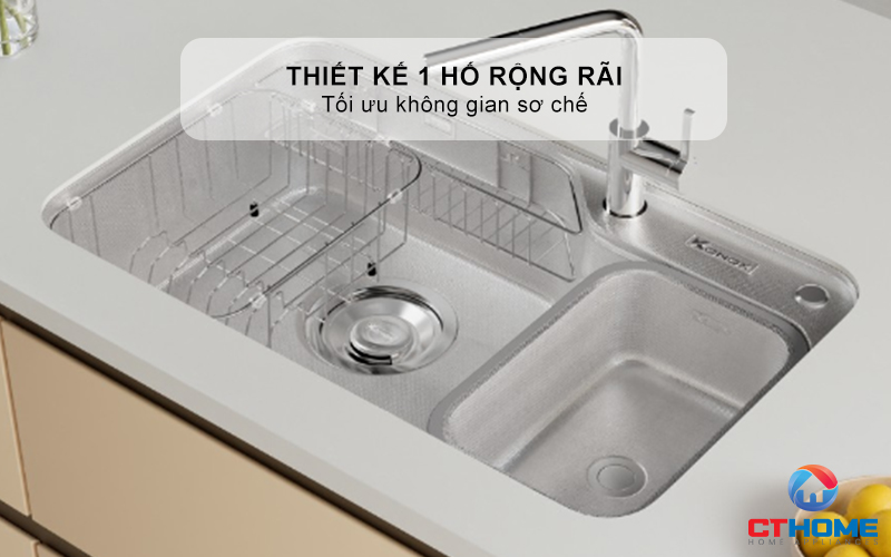 CHẬU RỬA BÁT INOX 1 HỐ CHỐNG XƯỚC KONOX DEKOR 8250TS DEKOR8250TS 1