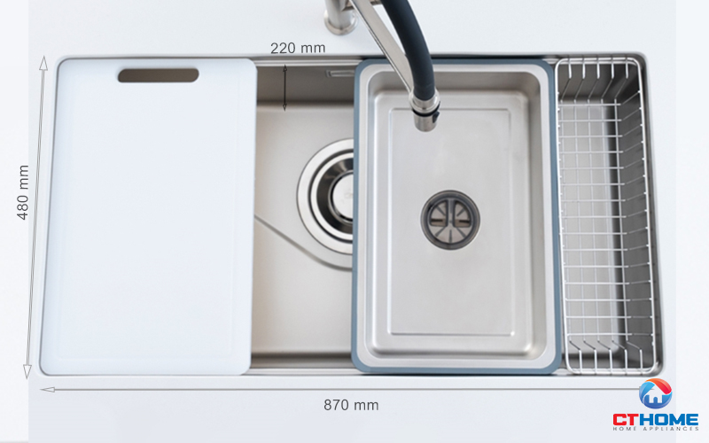 CHẬU RỬA CHÉN BÁT KONOX TARI 8748SR FULL TARI8748SRFULL 5