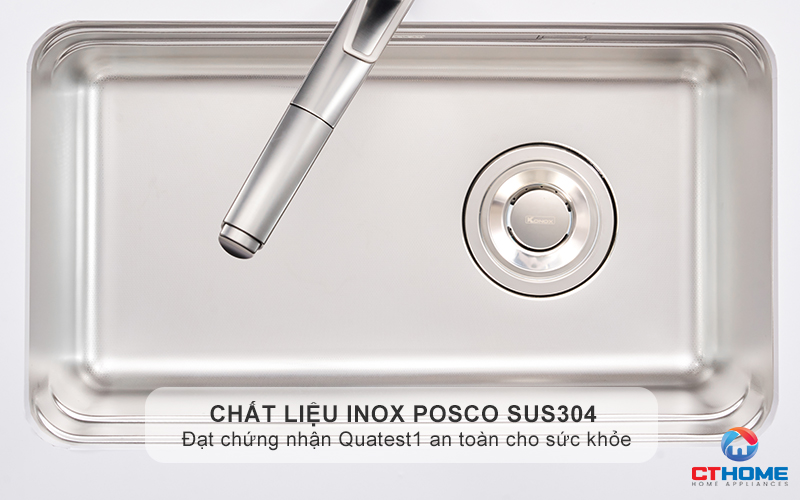 Chất liệu inox POSCO SUS304 đạt chứng nhận Quatest1 an toàn cho sức khỏe