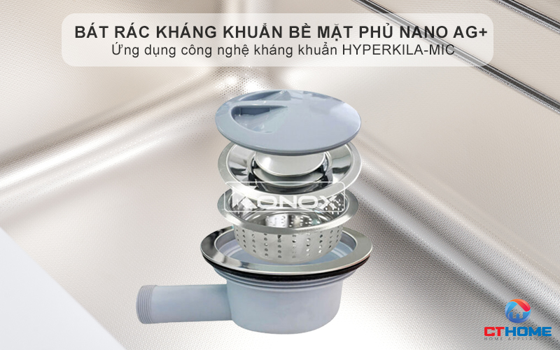 Bát rác kháng khuẩn bề mặt phủ Nano Ag+, ứng dụng công nghệ kháng khuẩn HYPERKILA-MIC