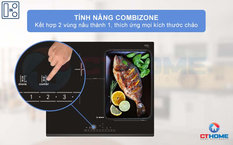 Kết hợp tạo thành vùng nấu lớn với CombiZone.