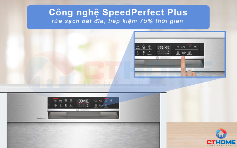 Công nghệ SpeedPerfect Plus tăng tốc rửa vượt trội cho máy rửa bát Bosch SMU6ECS57E 