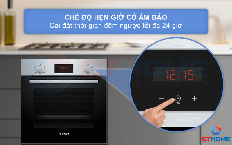 Cài đặt hẹn giờ có âm báo với thời gian hẹn đến 24 giờ