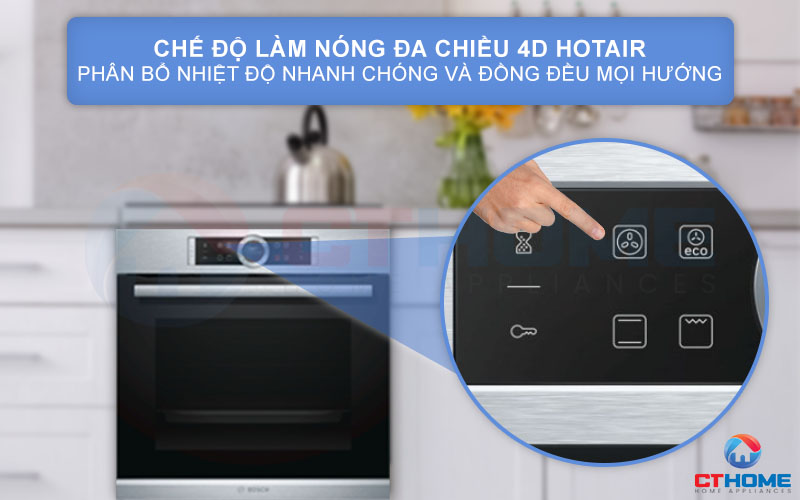 Tính năng 4D Hot Air phân bổ nhiệt nhanh chóng và đồng đều mọi hướng