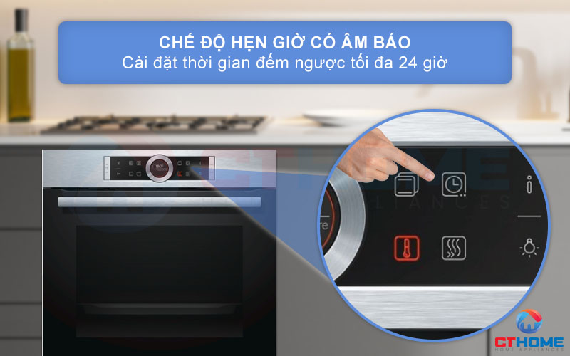 Chế độ hẹn giờ có âm báo với thời gian hẹn tối đa 24 giờ