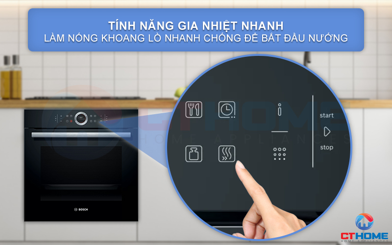 Làm nóng lò nhanh chóng với chức năng gia nhiệt nhanh Rapid Heating