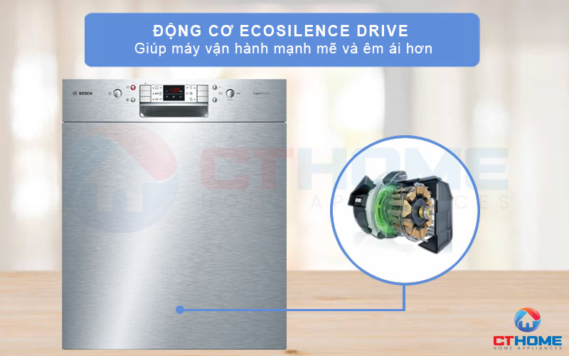 Động cơ EcoSilence Drive giúp giảm tối đa độ ồn của máy rửa bát