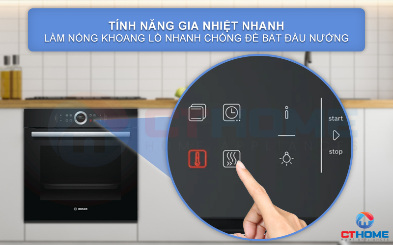 Chức năng gia nhiệt nhanh Rapid Heating giúp bạn làm nóng lò nhanh chóng