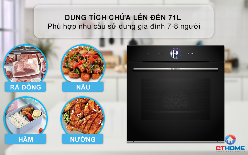 LÒ NƯỚNG ÂM TỦ BOSCH HBG7361B1 SERIE 8 MÀU ĐEN 71 LÍT 2