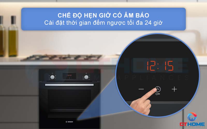 Chế độ hẹn giờ có âm báo với thời gian hẹn tối đa 24 giờ