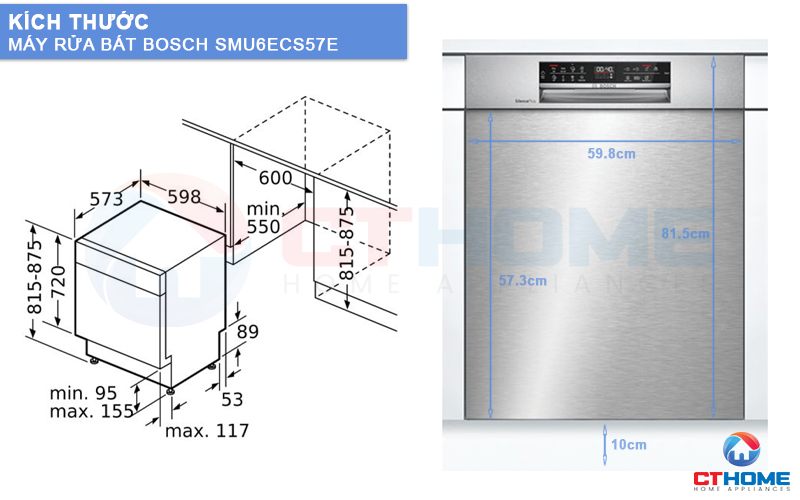 Kích thước của máy rửa bát SMU6ECS75E