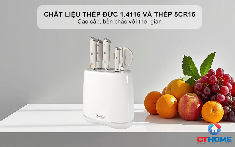 Chất liệu thép Đức 1.4116 và thép 5cr15 cao cấp, bền chắc với thời gian