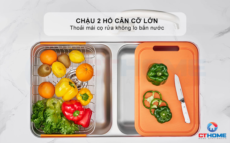 CHẬU RỬA BÁT LẮP ÂM 2 HỐ CÂN R50 TARI 7846DU PHONG CÁCH NHẬT 4