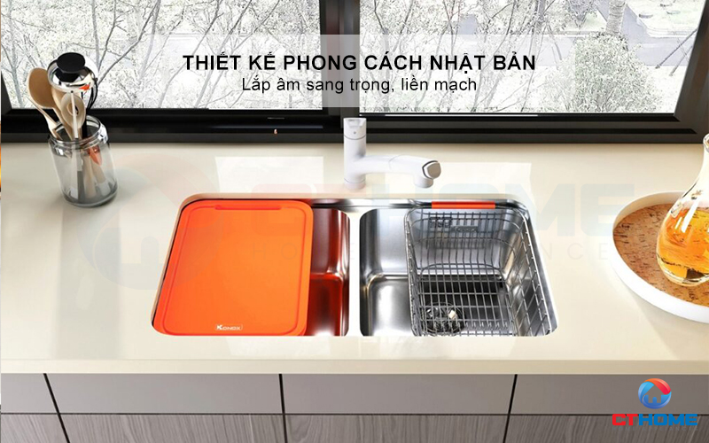 CHẬU RỬA BÁT LẮP ÂM 2 HỐ CÂN R50 TARI 7846DU PHONG CÁCH NHẬT 1