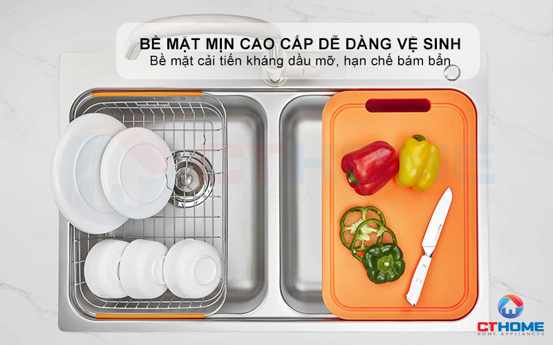 CHẬU RỬA BÁT 2 HỐ CÂN R50 TARI 7851TD PHONG CÁCH NHẬT 3