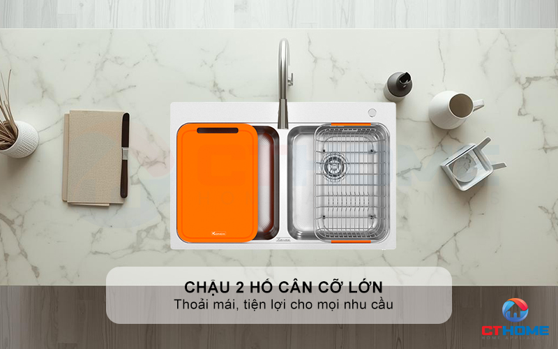 CHẬU RỬA BÁT 2 HỐ CÂN R50 TARI 7851TD PHONG CÁCH NHẬT 4