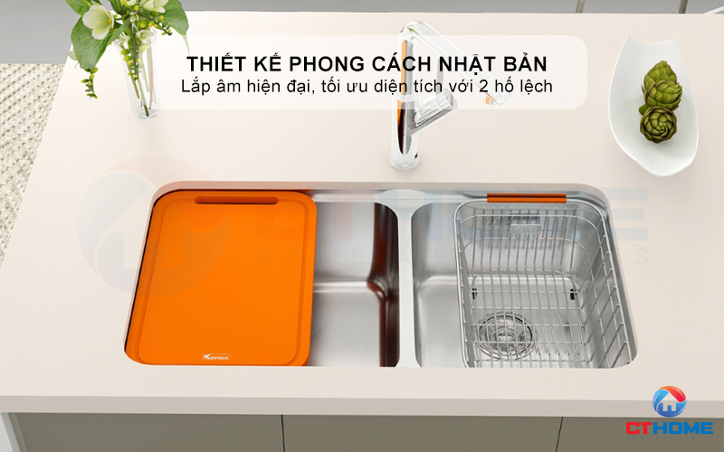 CHẬU RỬA BÁT LẮP ÂM 2 HỐ LỆCH R50 TARI 8246DU 1