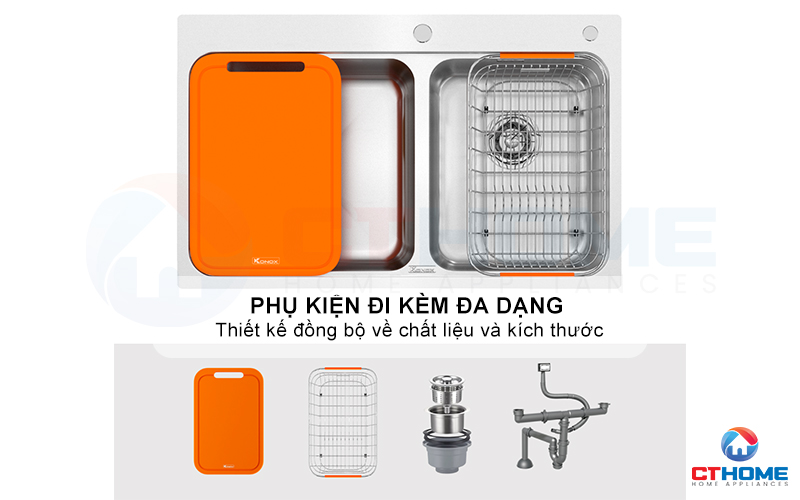 CHẬU RỬA BÁT 2 HỐ LỆCH R50 TARI 8251TD 9
