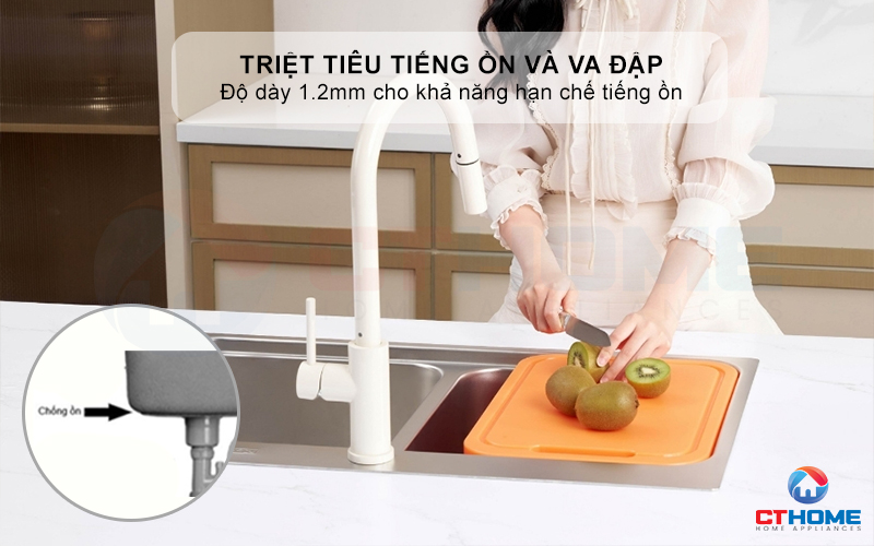 CHẬU RỬA BÁT 2 HỐ LỆCH R50 TARI 8251TD 6