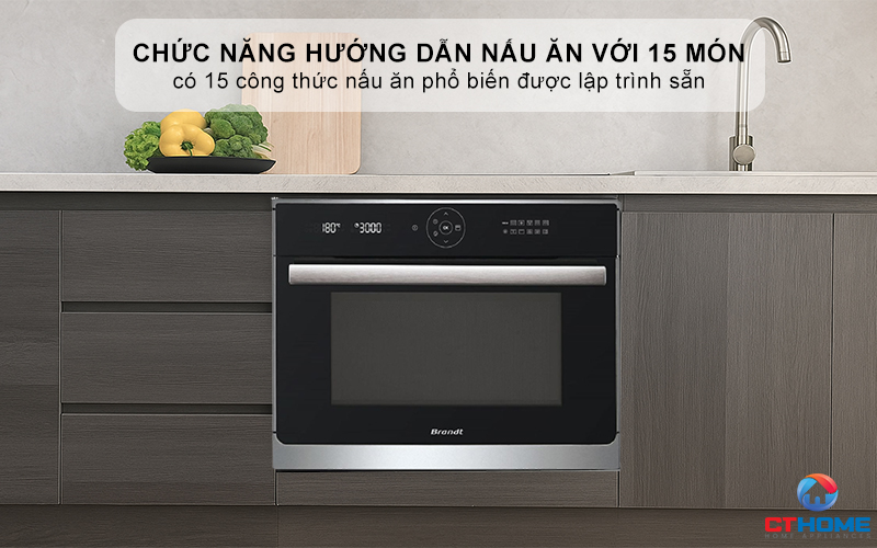 Chức năng hướng dẫn nấu ăn với 15 món ăn được lập trình trước