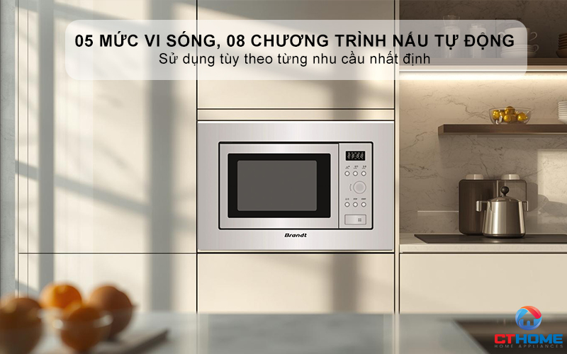05 mức vi sóng, 08 chương trình nấu tự động sử dụng tùy theo từng nhu cầu nhất định