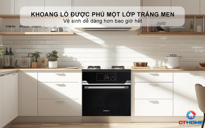 Khoang lò rộng rãi được phủ một lớp tráng men dễ dàng lau chùi
