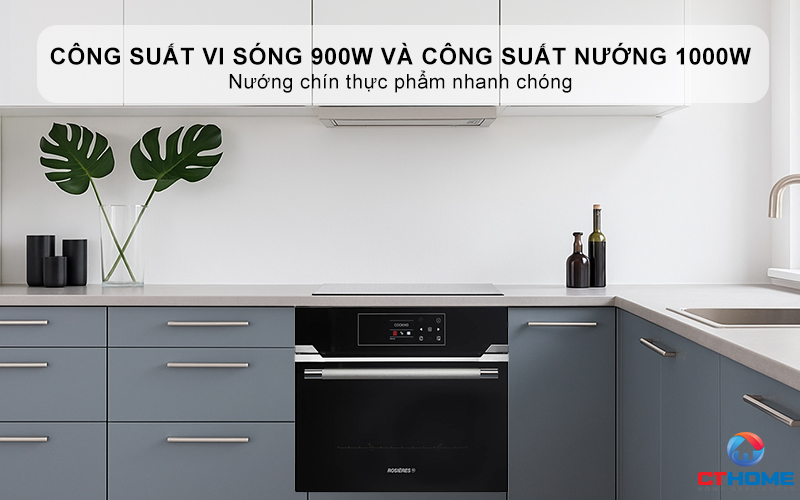 Công suất vi sóng 900W và công suất nướng tối đa 1000W