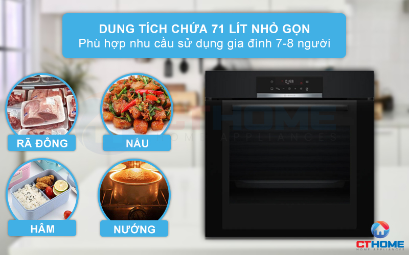 LÒ NƯỚNG ÂM TỦ BOSCH HBA372EB0 SERIE 4 21 LÍT MÀU ĐEN 3
